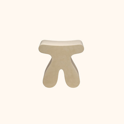 Modern Minimalist Solid Wood Plywood & Velvet Sculptural Rounded Low Stool For Bedroom