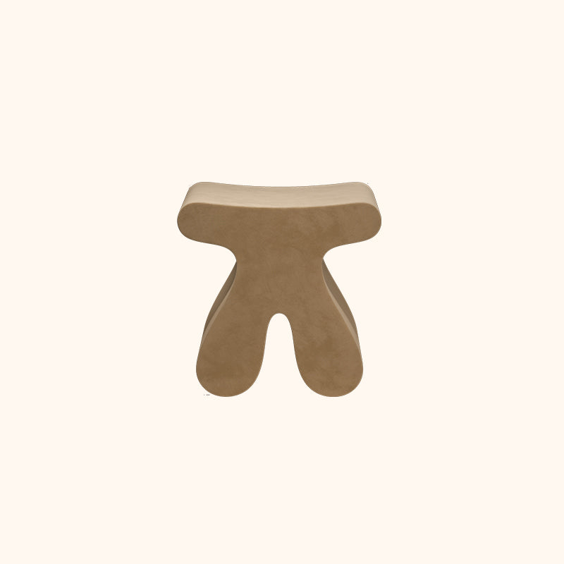 Modern Minimalist Solid Wood Plywood & Velvet Sculptural Rounded Low Stool For Bedroom