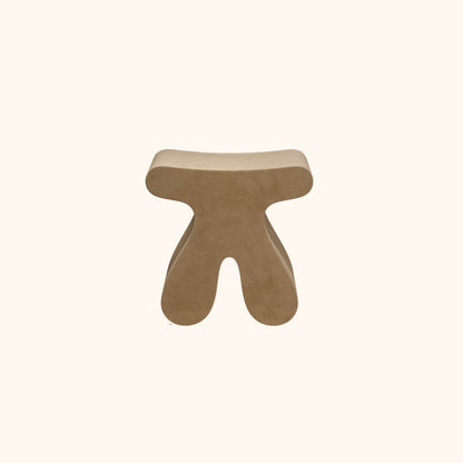 Modern Minimalist Solid Wood Plywood & Velvet Sculptural Rounded Low Stool For Bedroom