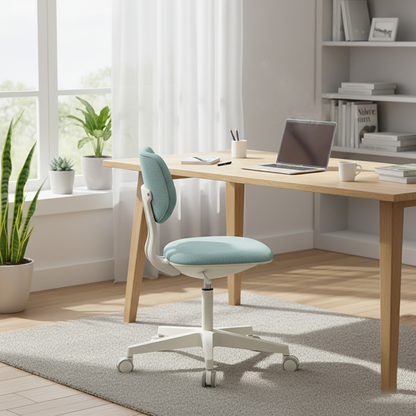 Modern Minimalist PP & Nylon & Linen Metal Swivel Desk Chair With Adjustable Height & Backrest For Home Office & Bedroom