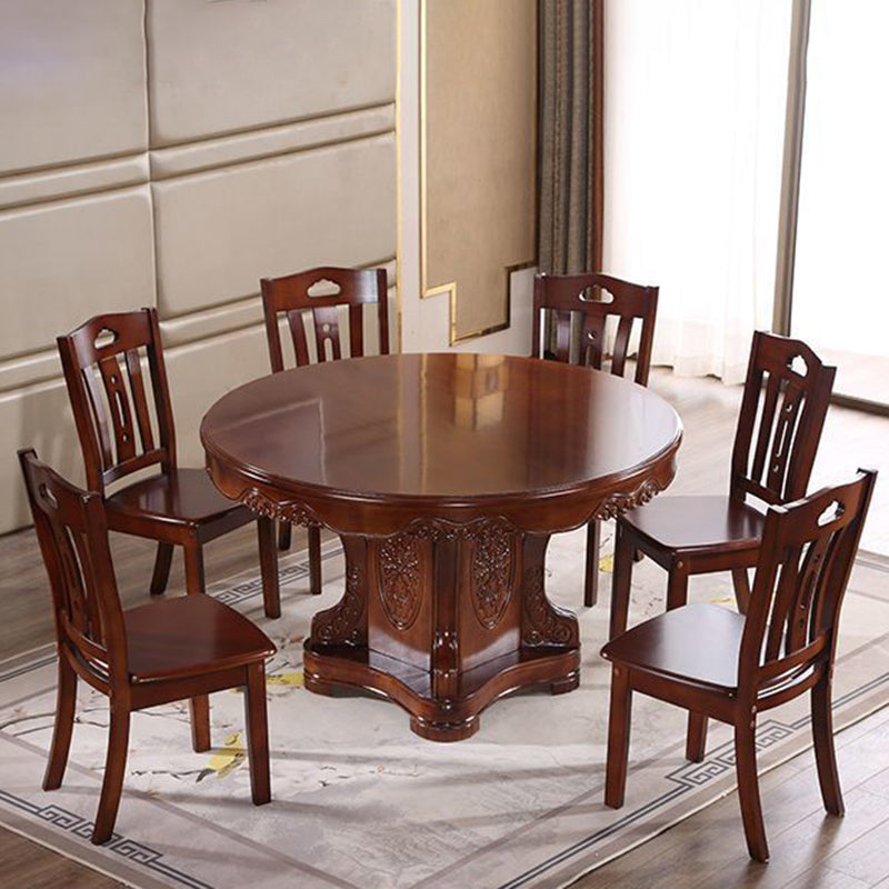 Traditional Chinese Solid Wood Dining Chair With Openwork Backrest For Dining Room