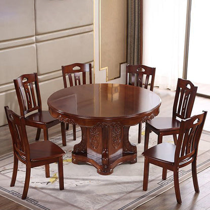 Traditional Chinese Solid Wood Dining Chair With Openwork Backrest For Dining Room