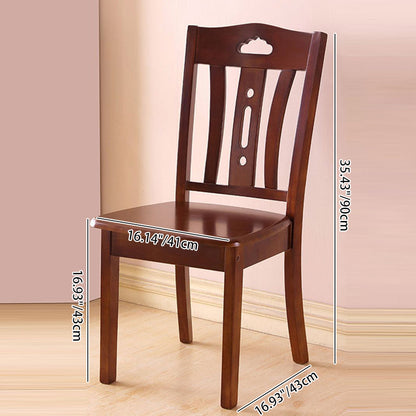 Traditional Chinese Solid Wood Dining Chair With Openwork Backrest For Dining Room