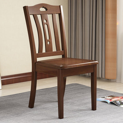 Traditional Chinese Solid Wood Dining Chair With Openwork Backrest For Dining Room