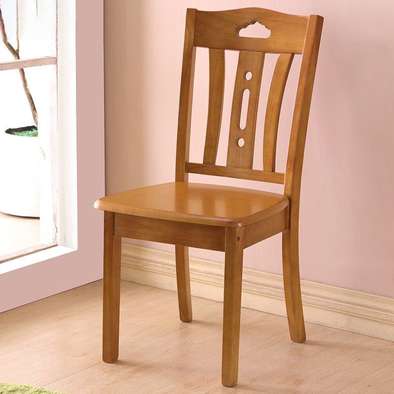 Traditional Chinese Solid Wood Dining Chair With Openwork Backrest For Dining Room