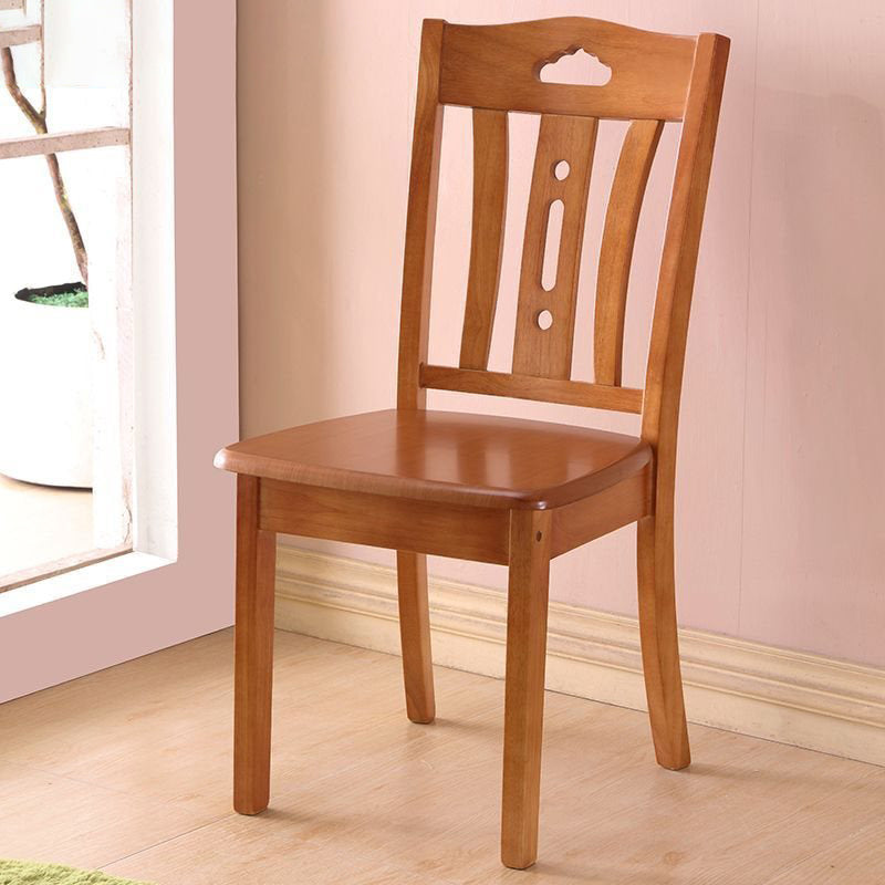 Traditional Chinese Solid Wood Dining Chair With Openwork Backrest For Dining Room
