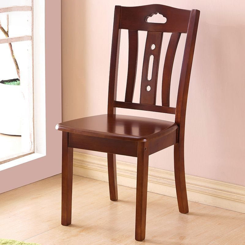 Traditional Chinese Solid Wood Dining Chair With Openwork Backrest For Dining Room