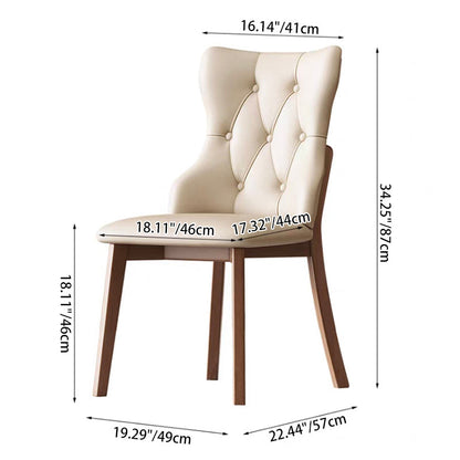 Modern Luxury Solid Wood & Faux Leather Upholstered Seat Dining Chair With Backrest Set Of 2 For Dining Room