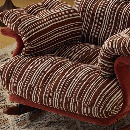 Contemporary Retro Velvet Iron & Wood Plush Upholstered Rocking Chair With Armrests & Reclining Function For Living Room