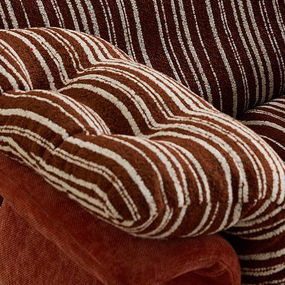 Contemporary Retro Velvet Iron & Wood Plush Upholstered Rocking Chair With Armrests & Reclining Function For Living Room