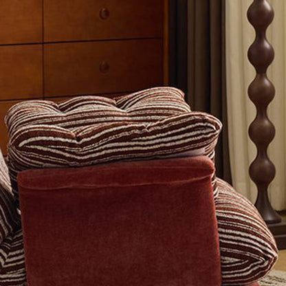 Contemporary Retro Velvet Iron & Wood Plush Upholstered Rocking Chair With Armrests & Reclining Function For Living Room