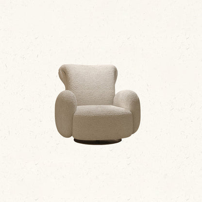 Traditional Vintage Stainless Steel & Chenille Swivel Upholstery Accent Chair With Backrest & Armrest Curved Silhouette For Living Room