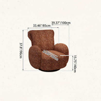 Traditional Vintage Stainless Steel & Chenille Swivel Upholstery Accent Chair With Backrest & Armrest Curved Silhouette For Living Room