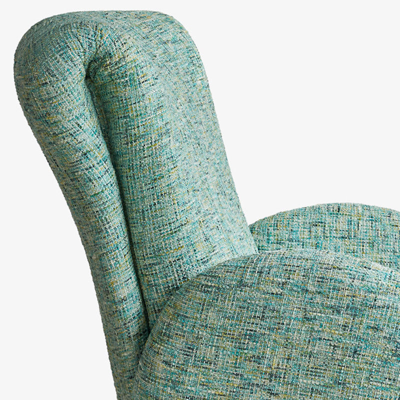 Traditional Vintage Stainless Steel & Chenille Swivel Upholstery Accent Chair With Backrest & Armrest Curved Silhouette For Living Room