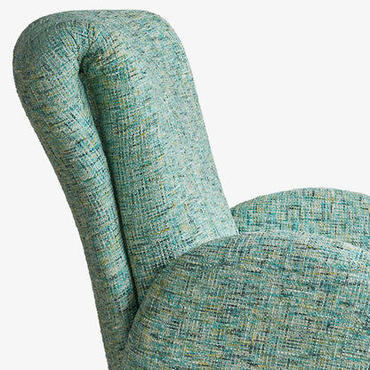 Traditional Vintage Stainless Steel & Chenille Swivel Upholstery Accent Chair With Backrest & Armrest Curved Silhouette For Living Room