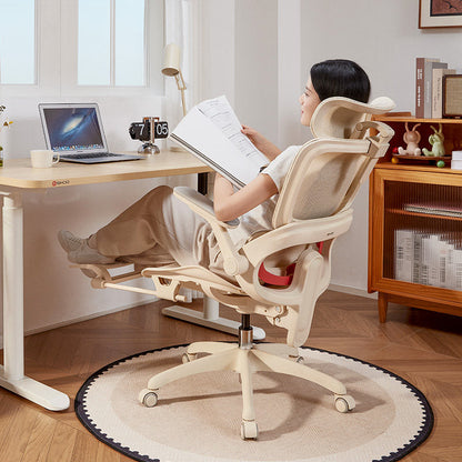 Modern Minimalist PU Leather & Cotton Ergonomic Swivel Height Adjustable Desk Chair For Home Office