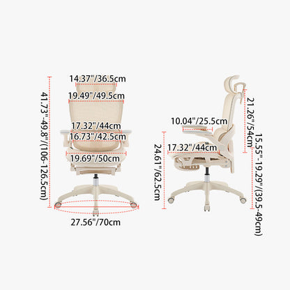Modern Minimalist PU Leather & Cotton Ergonomic Swivel Height Adjustable Desk Chair For Home Office