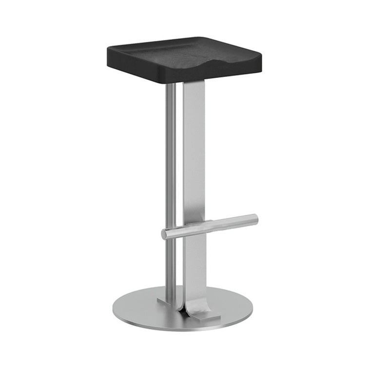 Modern Minimalist Rectangular Wrought Iron Solid Wood Bar Stool With Footrest For Dining Room