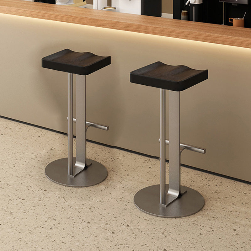 Modern Minimalist Rectangular Wrought Iron Solid Wood Bar Stool With Footrest For Dining Room