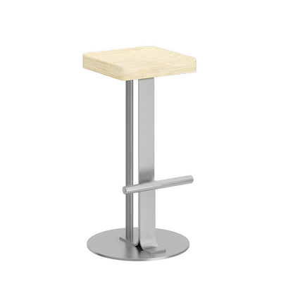 Modern Minimalist Rectangular Wrought Iron Solid Wood Bar Stool With Footrest For Dining Room