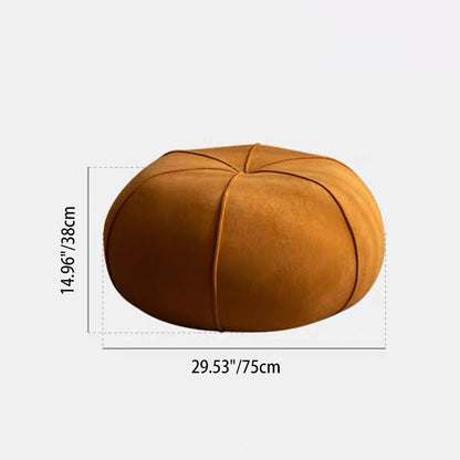 Contemporary Creative Pumpkin Solid Wood Plywood Frame Velvet Low Stool For Living Room And Entryway