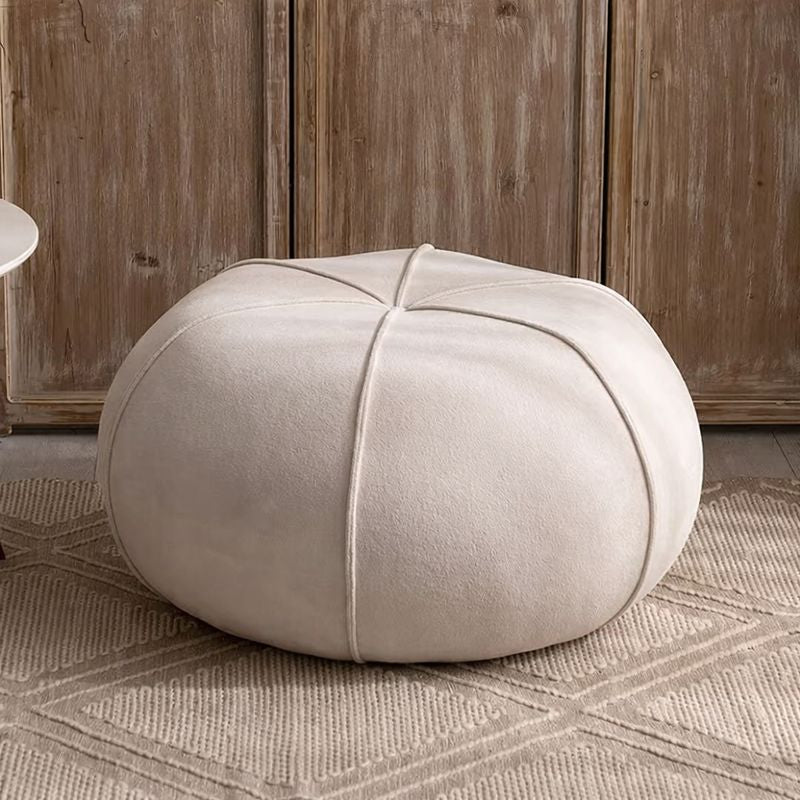Contemporary Creative Pumpkin Solid Wood Plywood Frame Velvet Low Stool For Living Room And Entryway