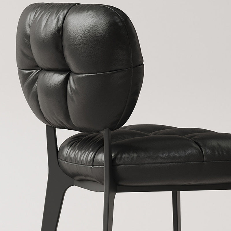 Modern Luxury Microfiber Leather & Carbon Steel Dining Chair With High-Density Sponge Cushion For Dining Room