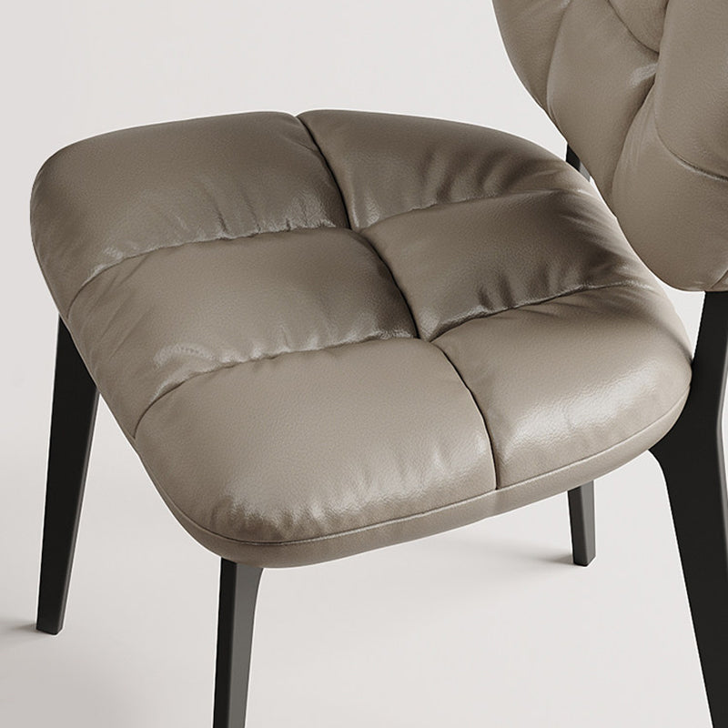 Modern Luxury Microfiber Leather & Carbon Steel Dining Chair With High-Density Sponge Cushion For Dining Room