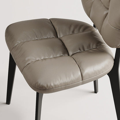 Modern Luxury Microfiber Leather & Carbon Steel Dining Chair With High-Density Sponge Cushion For Dining Room