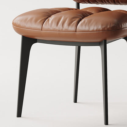 Modern Luxury Microfiber Leather & Carbon Steel Dining Chair With High-Density Sponge Cushion For Dining Room