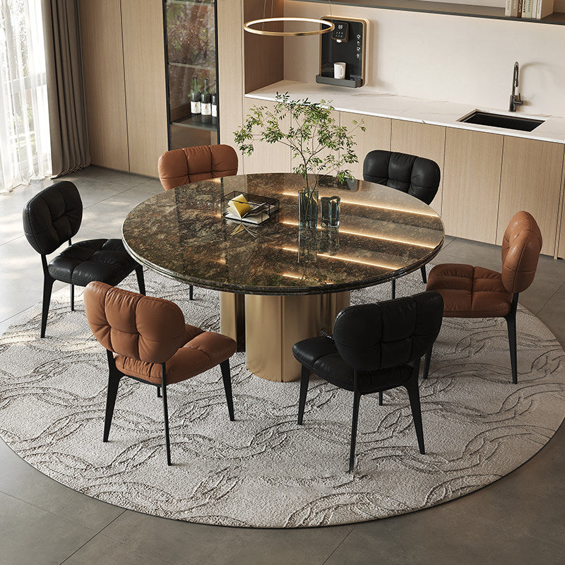 Modern Luxury Microfiber Leather & Carbon Steel Dining Chair With High-Density Sponge Cushion For Dining Room