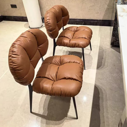 Modern Luxury Microfiber Leather & Carbon Steel Dining Chair With High-Density Sponge Cushion For Dining Room