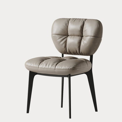 Modern Luxury Microfiber Leather & Carbon Steel Dining Chair With High-Density Sponge Cushion For Dining Room