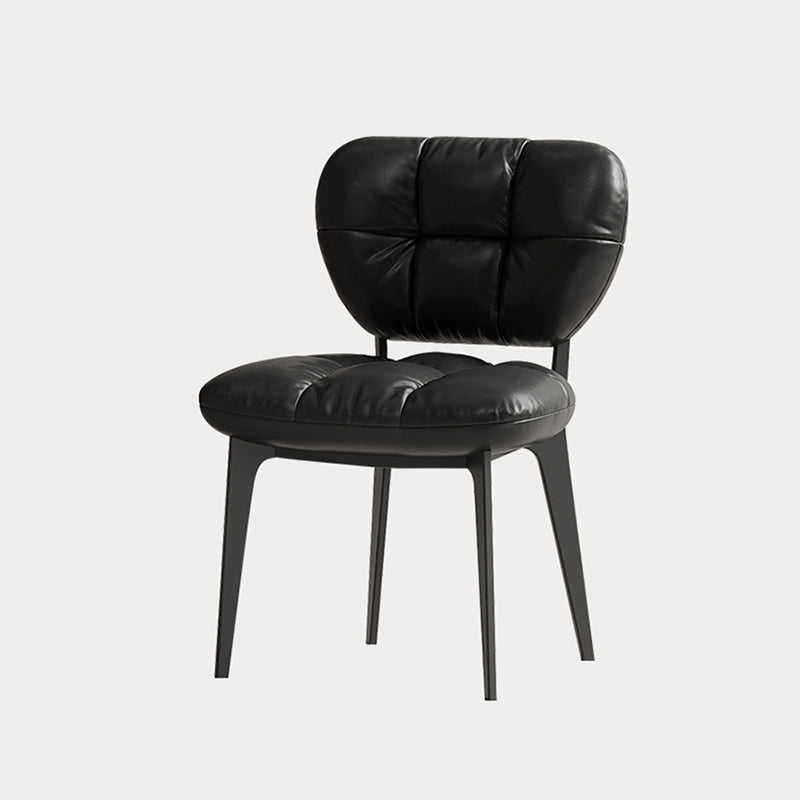 Modern Luxury Microfiber Leather & Carbon Steel Dining Chair With High-Density Sponge Cushion For Dining Room