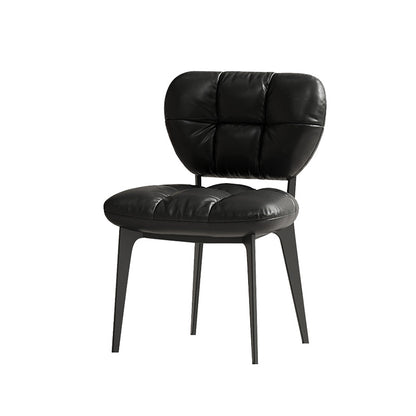 Modern Luxury Microfiber Leather & Carbon Steel Dining Chair With High-Density Sponge Cushion For Dining Room