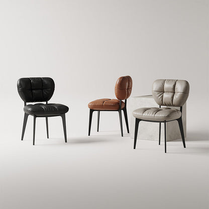 Modern Luxury Microfiber Leather & Carbon Steel Dining Chair With High-Density Sponge Cushion For Dining Room