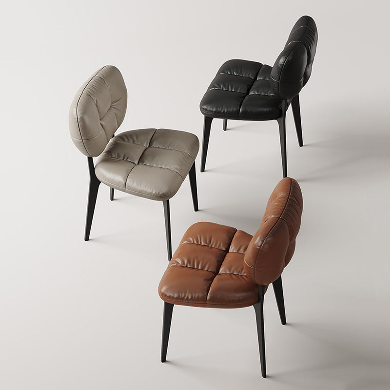 Modern Luxury Microfiber Leather & Carbon Steel Dining Chair With High-Density Sponge Cushion For Dining Room