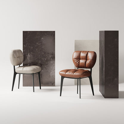 Modern Luxury Microfiber Leather & Carbon Steel Dining Chair With High-Density Sponge Cushion For Dining Room