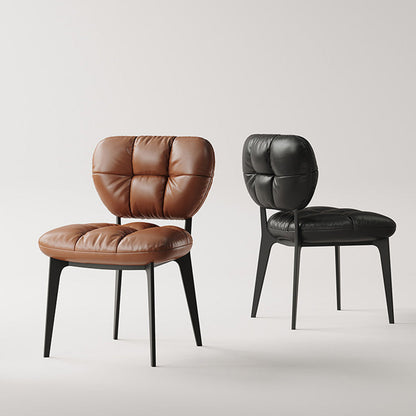 Modern Luxury Microfiber Leather & Carbon Steel Dining Chair With High-Density Sponge Cushion For Dining Room