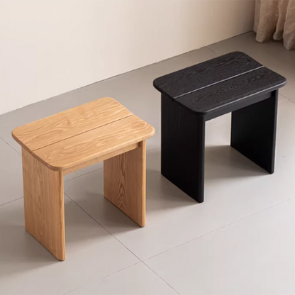 Modern Minimalist Solid Wood Rectangular Dining Chair Backless For Dining Room & Bedroom