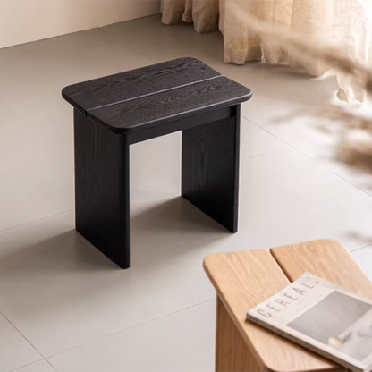 Modern Minimalist Solid Wood Rectangular Dining Chair Backless For Dining Room & Bedroom