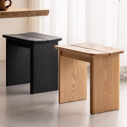 Modern Minimalist Solid Wood Rectangular Dining Chair Backless For Dining Room & Bedroom