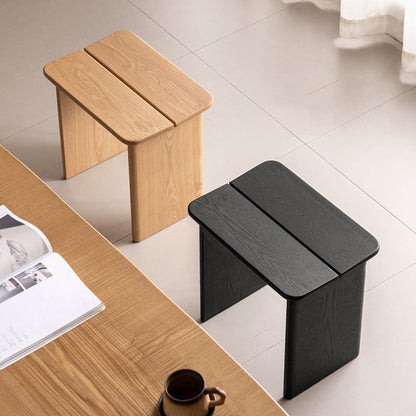 Modern Minimalist Solid Wood Rectangular Dining Chair Backless For Dining Room & Bedroom