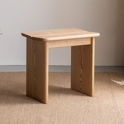 Modern Minimalist Solid Wood Rectangular Dining Chair Backless For Dining Room & Bedroom