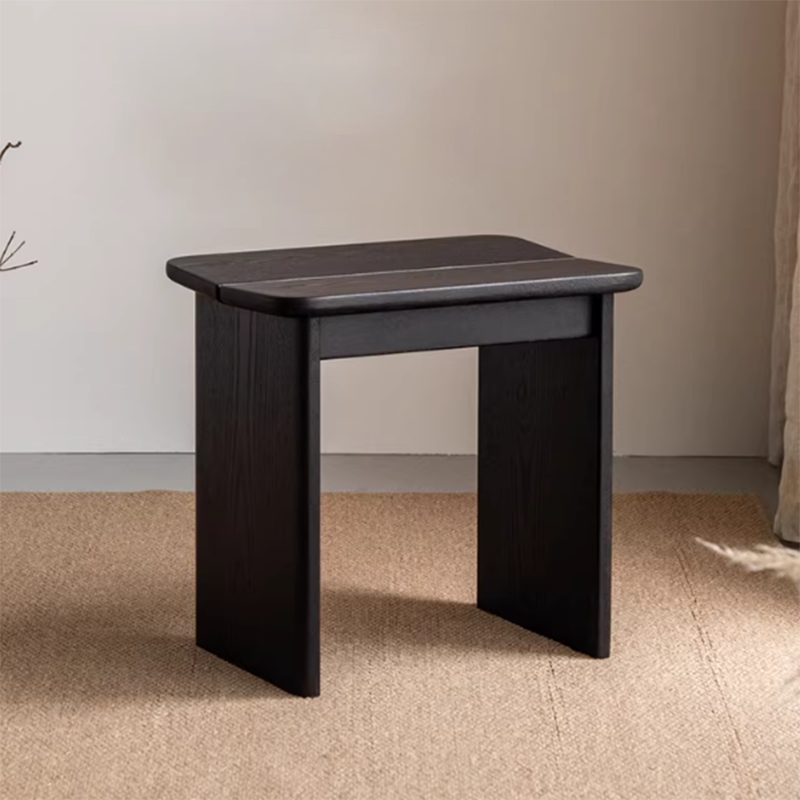 Modern Minimalist Solid Wood Rectangular Dining Chair Backless For Dining Room & Bedroom