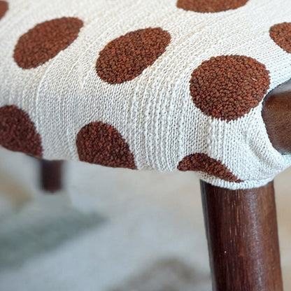 Contemporary Retro Cotton Linen Curved Seat Solid Wood Vanity Stool With Handles For Bedroom