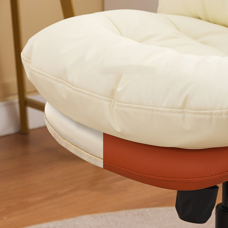 Modern Minimalist Solid Wood & Plywood Steel Upholstered Rolling Desk Chair With Adjustable Height Swivel Design For Bedroom