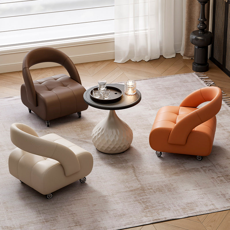 Modern Minimalist Faux Leather Plywood Rectangular Mobile Low Stool With Backrest For Entryway & Living Room