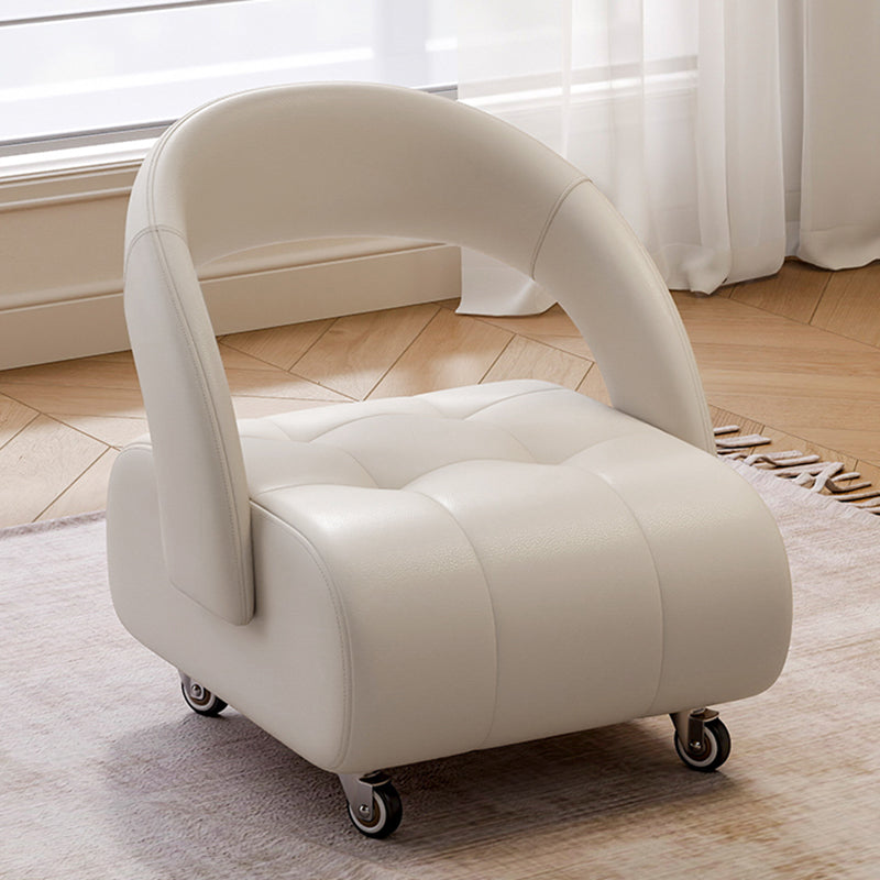 Modern Minimalist Faux Leather Plywood Rectangular Mobile Low Stool With Backrest For Entryway & Living Room