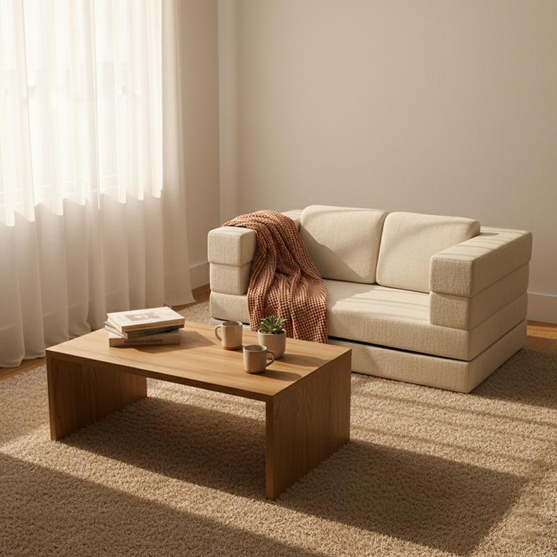Modern Minimalist Foldable Sofa Bed For Living Room & Bedroom - Chenille Compression Convertible Couch With High Resilience Foam For Small Spaces